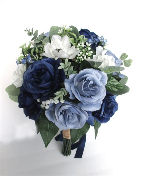 dusty blue bridal bouquet real flowers|navy blue roses weddings.